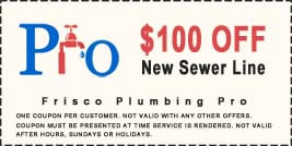 $100 off new plumbing sewer line coupon