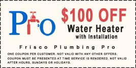 $100 off frisco water heater with installation coupon